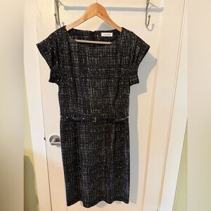 Calvin Klein Textured Black and White Midi Dress